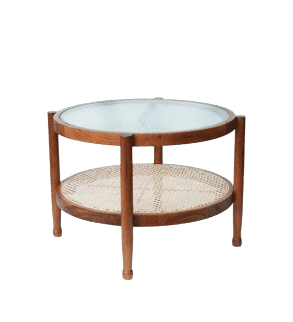 Rattan Glass Table
